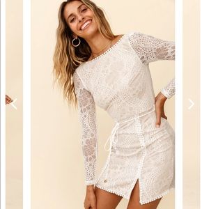 Selfie Leslie White Lace Backless Dress